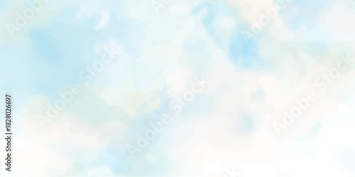 Abstract blue watercolor background with light sky bokeh, cloud pattern, and bright blurred texture for a winter design	