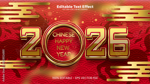 2026 chinese New Year, Year of the Horse editable text effect in modern trend style