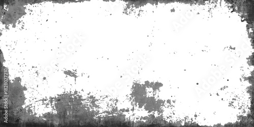 Abstract black grunge border frame design with ink splatter texture