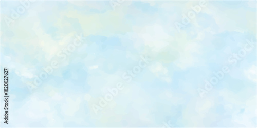 Abstract blue watercolor background with light sky bokeh, cloud pattern, and bright blurred texture for a winter design	