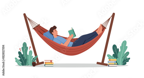 Person reading in hammock