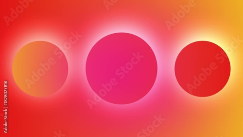 Three glowing orbs creating a gradient background with warm and vivid colors