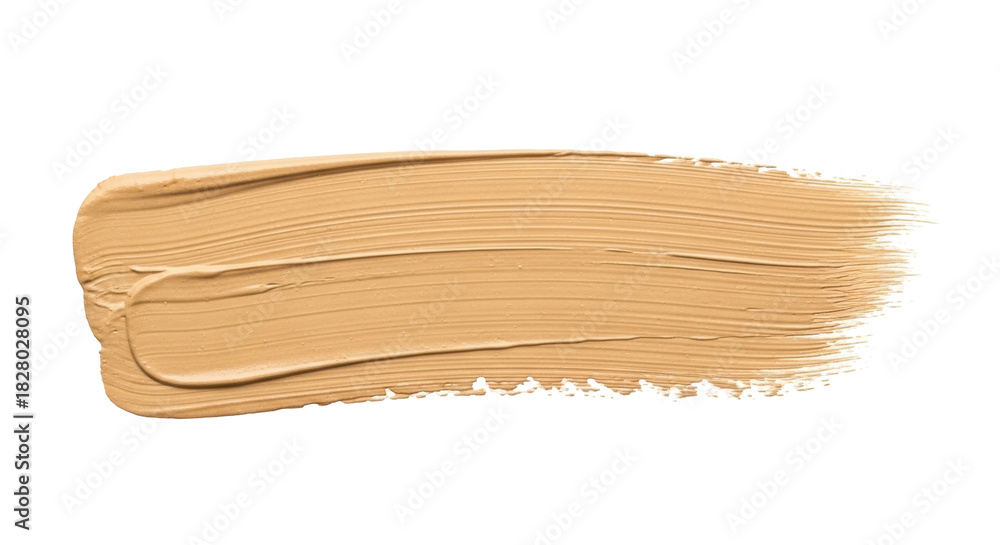 Fototapeta Beige foundation cream smear isolated PNG on transparent background, makeup swatch for beauty and cosmetic product design