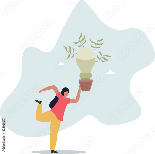 Environmental, Social, and Corporate Governance concept.young sprout and light bulb as a symbol of an idea.life and employment of people.