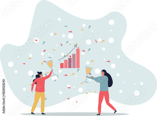 Satisfaction and success with business achievement.Joy and positive emotions after profit and financial growth.life and employment of people.