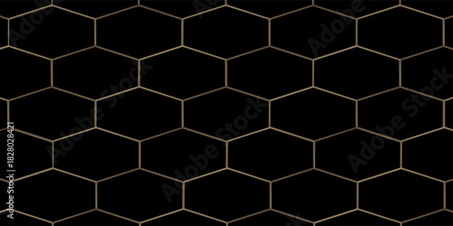 Hexagon technology black and gold colored honeycomb abstract background. Vector illustration