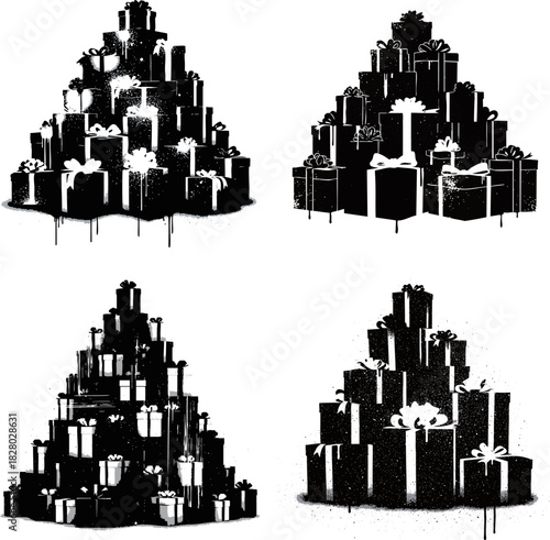 Large Stack of Gift Boxes Silhouette
