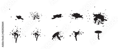 Ink drops. Ink blot spot and splatter, black liquid paint drip splashes. Vector collection. Black Ink Spray Drips Background vector Illustration.