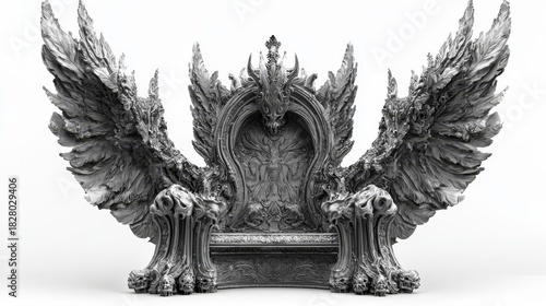 A majestic throne with intricate wings, showcasing elegant craftsmanship and timeless artistry.