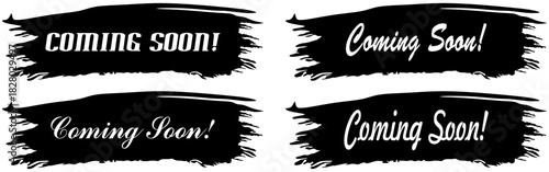 Grunge brush stroke banner and coming soon text.