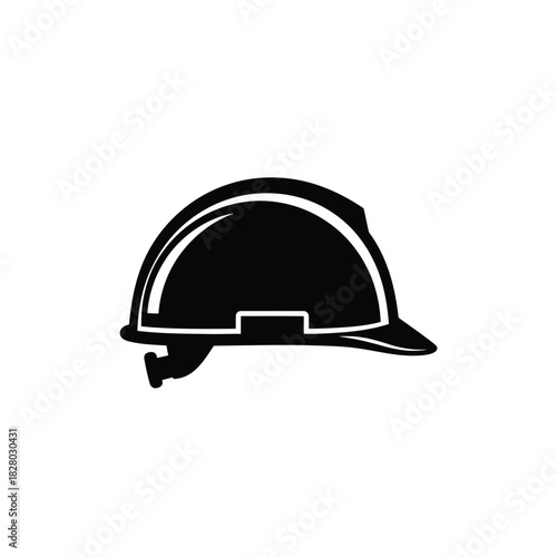 Black hard hat icon on white background hardhat safety