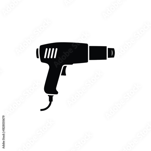 Black heat gun icon with power cord tool equipment