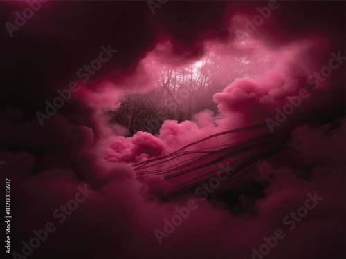 Deep burgundy abstract vector design with geometric shapes and modern typography elements