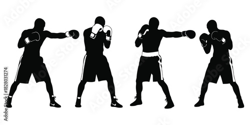 Silhouettes of Boxers Throwing Punches boxing sport
