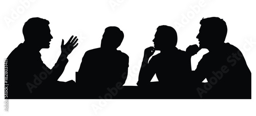 Silhouettes of Men in Discussion Around a Table business
