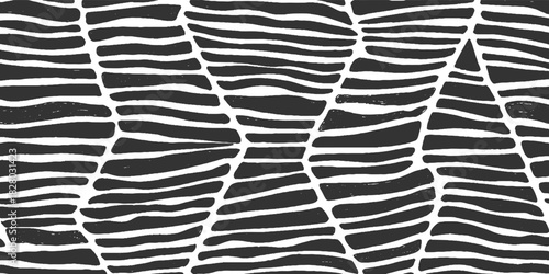 Black and white abstract organic stripe pattern with irregular shapes background