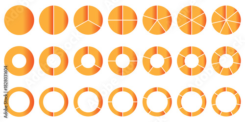 pie chart infographic elements set. Pie charts diagrams. Pie chart for data analysis, business presentation, UI, web design. Vector illustration.