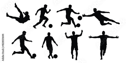 Silhouettes of Soccer Players in Action Poses football