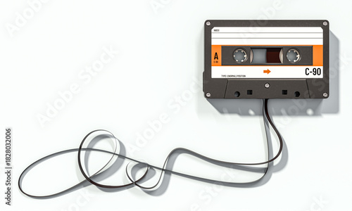 audio cassette tape with magnetic ribbon 3d