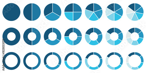 pie chart infographic elements set. Pie charts diagrams. Pie chart for data analysis, business presentation, UI, web design. Vector illustration.