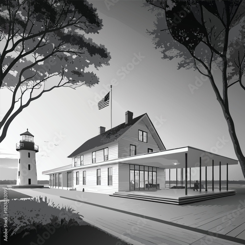 Modern and minimalist American light house