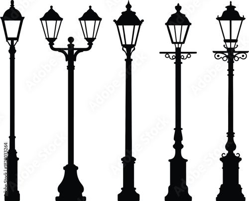 Silhouetted Collection Classic Street Lamp Designs for Urban Landscapes