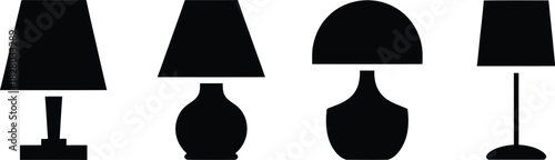 Monochrome Lamps Silhouettes of Home Decor and Interior Lighting
