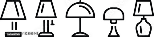 Collection of Minimalist Lamp Icons Table and Bedside Lighting Designs