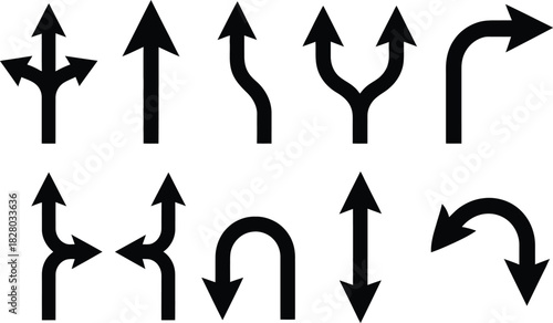 Diverse Arrows Navigational Vector Set for Directional Choices and Route Indicators