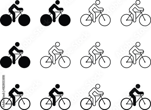 Cycling Icons A Collection of Bicycle Riders in Various Styles and Outlines for Design Use