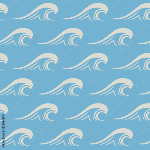 Seamless ocean wave pattern serene blue background with repeating waves