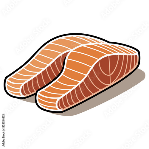 Two Fresh Salmon Fillets with Distinctive Marbling and Texture.