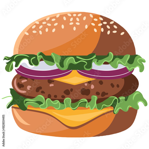 Delicious Burger with Fresh Ingredients A Mouthwatering Culinary Delight.