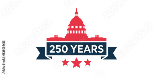 United states 250th anniversary celebration logo with capitol building and stars