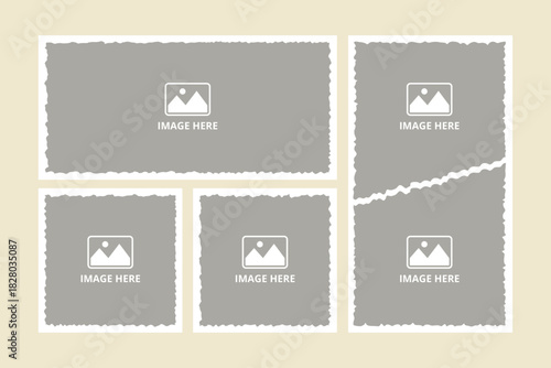 Set of torn paper photo frame for poster, booklet, and poster.