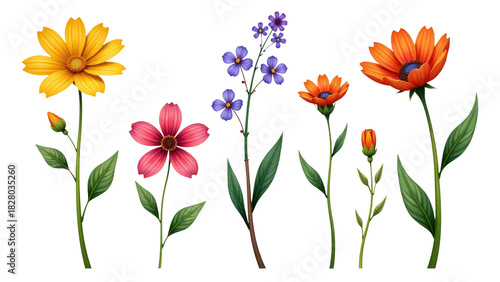 A bouquet of colorful flowers against a clean white background