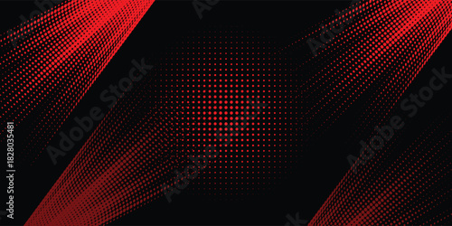Halftone dots red and blue color pattern gradient grunge texture background black. Dot pop art comic sport style vector illustration. modern background.