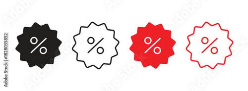 Discount percentage icons set for sale and promotion.