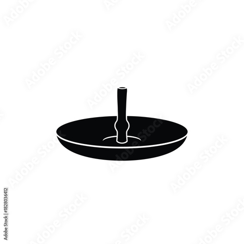 Black incense burner with stick on white background