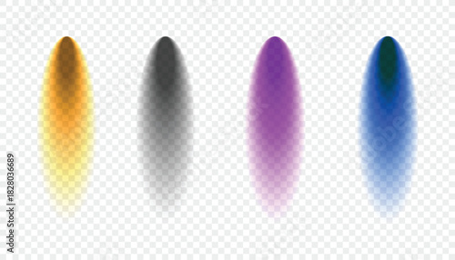 Transparent Shadow Overlay Effects in Orange, Gray, Purple, and Blue on Grid Background