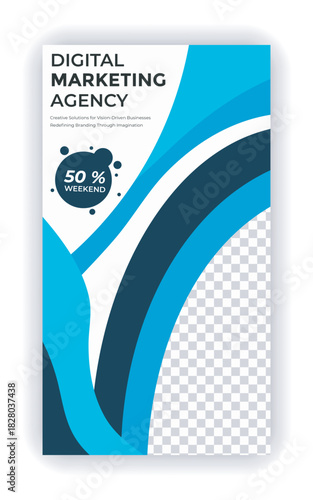 Abstract blue sea animals and banners vector illustration flyer design template