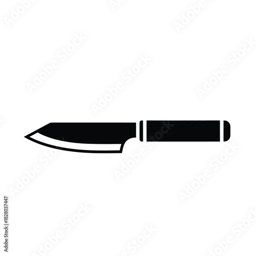 Black kitchen knife silhouette on white background 1