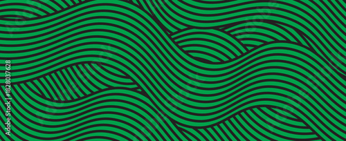 farm green banner, organic abstract background with fields. wavy green lines, natural organic products. ecology background. striped farmer green Pattern. vector