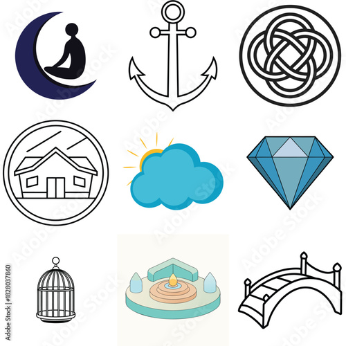 Centrally aligned vector illustration of a person sitting