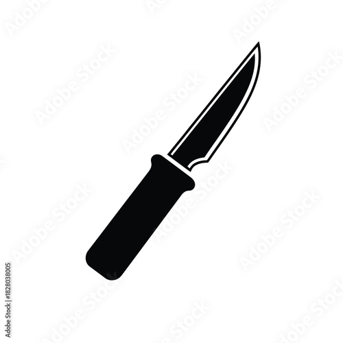 Black knife silhouette on white background blade sharp