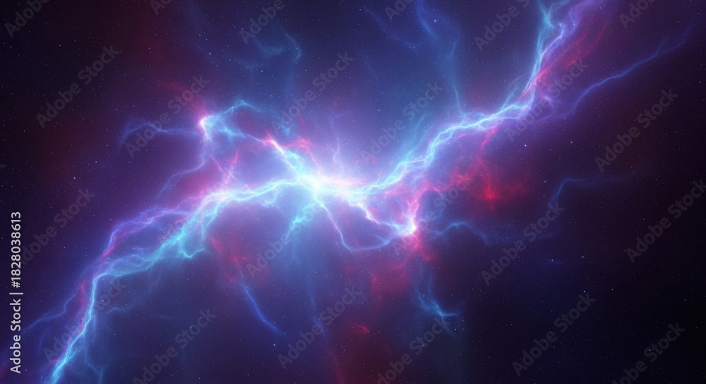 Fototapeta premium Cosmic Nebula Electric Lightning Space Background