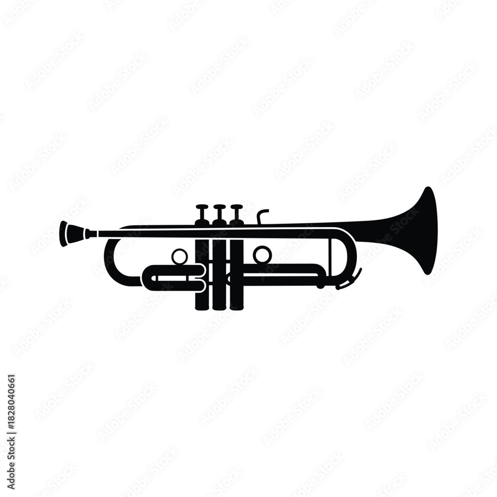 Naklejka premium Trumpet Musical Instrument Silhouette
