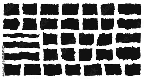 Blank paper scrap silhouette set with torn edges. Background piece of ripped sheets for scrapbooking, collage, vintage stationery, grunge templates