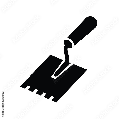 Black notched trowel icon on white background tool 1