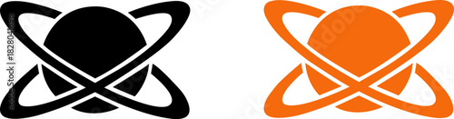 stylized planet with Intersecting rings vector icons , Atom and Orbit Symbol Set